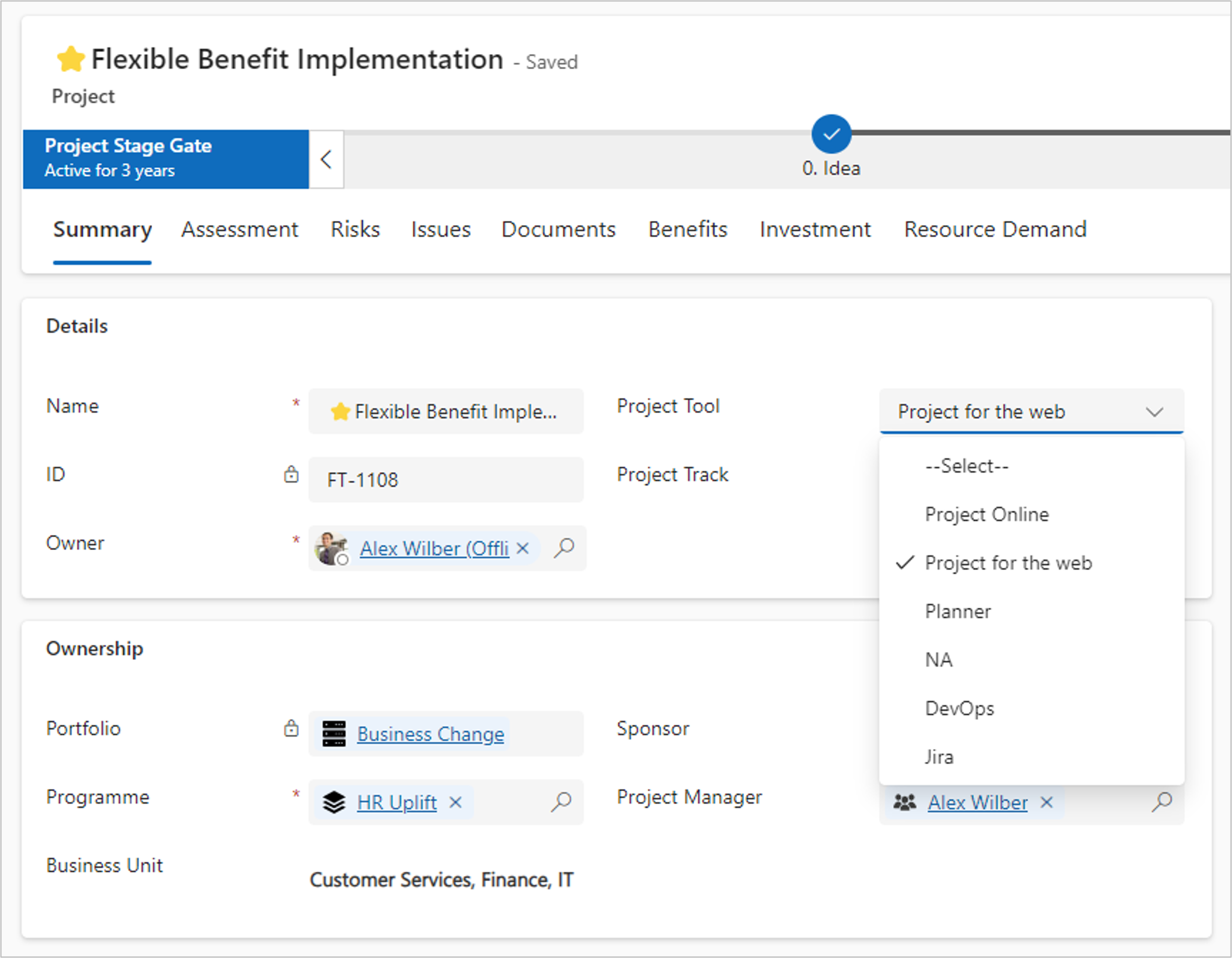 PF PPM Project Tool Select.png